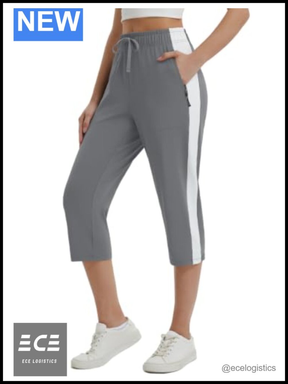 Women's Yoga Capri Pants with Zipper Pockets Loose Fit Crop Joggers 19" Inseam
